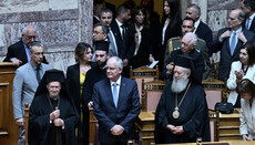 Der Ökumenische Patriarch Bartholomäus im griechischen Parlament