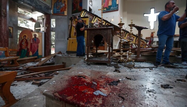 Innenraum der St.-Elias-Kirche in Damaskus nach dem Anschlag Quelle: The Washington Post