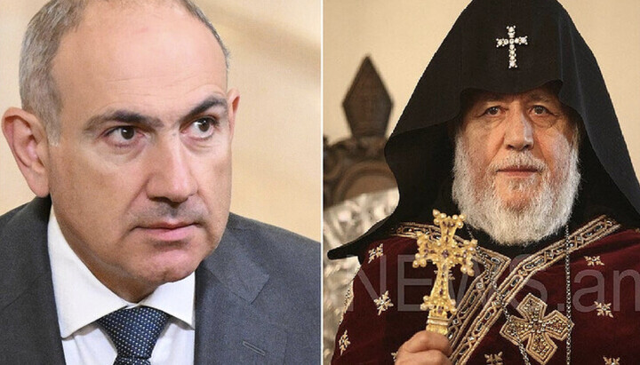 Paschinjan und Karekin II. Foto: 1news.az.