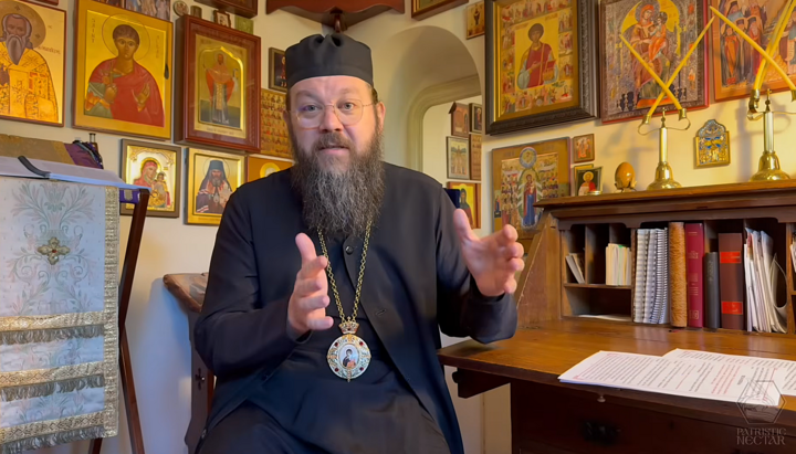 Bischof Irenei erläutert in seiner Videoreihe die seelsorgerische Funktion der Anathemen im Gottesdienst des Triumphs der Orthodoxie. Foto: Screenshot YouTube