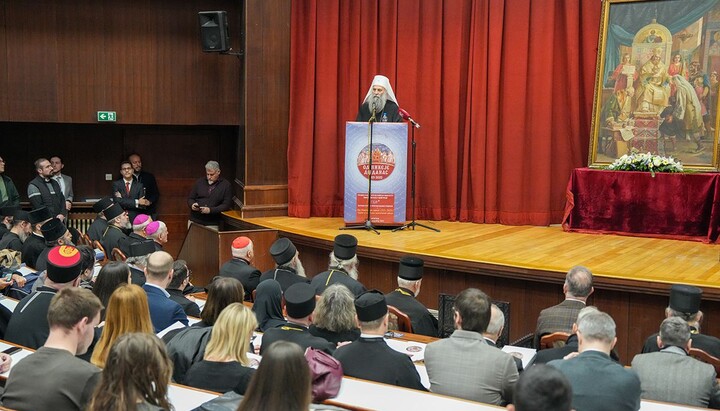 Patriarch Porfirije bei der Eröffnung der internationalen Nizäa-Konferenz in Belgrad. Foto: Patriarchat