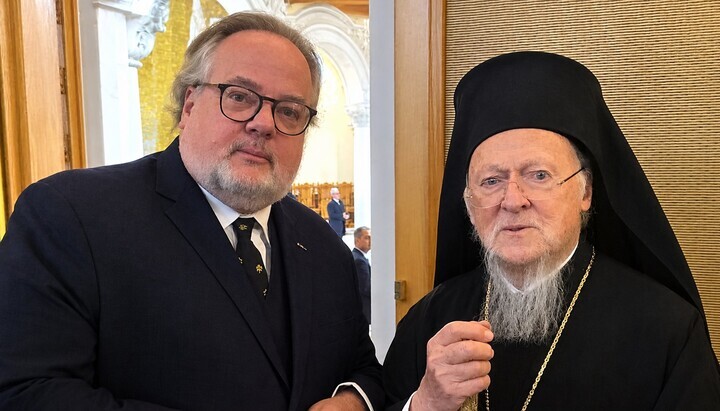 Miceál O’Hurley und Patriarch Bartholomäus. Foto: bartholomew.foundation