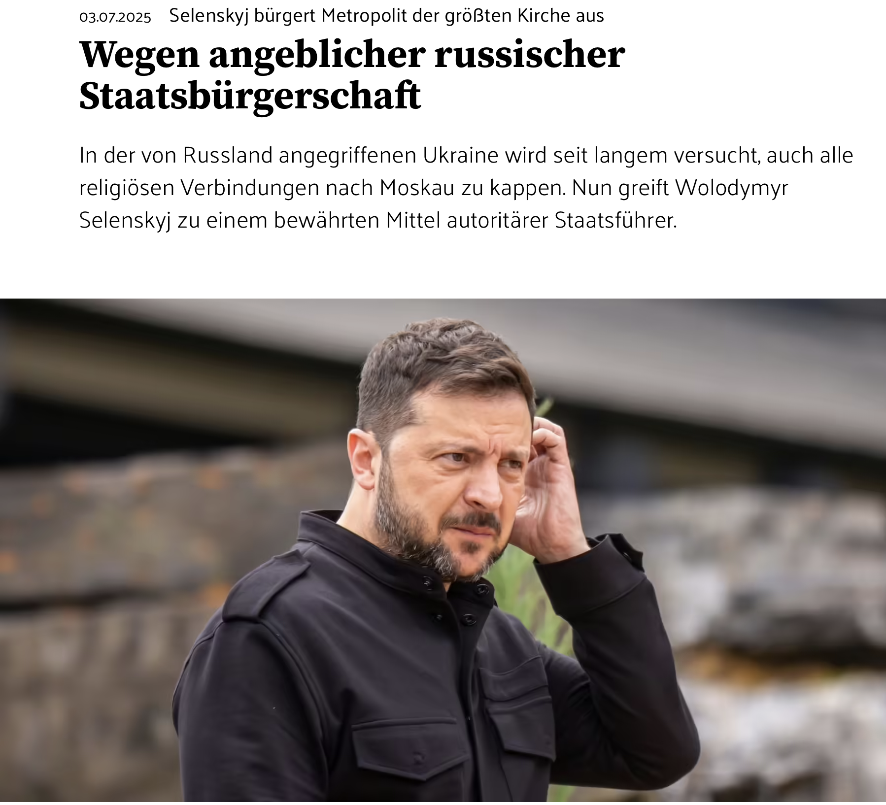 Deutsche Medien kritisieren Selenskyj wegen Drucks auf Christen in der Ukraine Foto 1