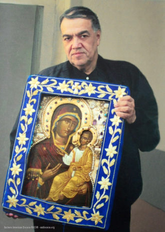 José Muñoz Cortez und die myronspendende Iveron-Ikone von Montreal. Foto: Ostamerikanische Eparchie der ROKA